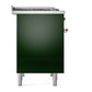 ILVE Nostalgie II 40-Inch Dual Fuel Range with 6 Sealed Burners + Griddle, 4.3 cu. ft. Oven, Emerald Green with Copper Trim, Natural Gas, Solid Door, UPD40FQNMPEGP