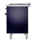 ILVE Nostalgie II 40-Inch Dual Fuel Range with 6 Sealed Burners + Griddle, 4.3 cu. ft. Oven, Midnight Blue with Burnished Trim, Liquid Propane, Solid Door, UPD40FQNMPMBBLP