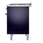 ILVE Nostalgie II 40-Inch Dual Fuel Range with 6 Sealed Burners + Griddle, 4.3 cu. ft. Oven, Midnight Blue with Copper Trim, Liquid Propane, Solid Door, UPD40FQNMPMBPLP