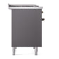ILVE Nostalgie II 40-Inch Dual Fuel Range with 6 Sealed Burners + Griddle, 4.3 cu. ft. Oven, Graphite Matte with Burnished Trim, Liquid Propane, Solid Door, UPD40FQNMPMGBLP