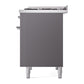 ILVE Nostalgie II 40-Inch Dual Fuel Range with 6 Sealed Burners + Griddle, 4.3 cu. ft. Oven, Graphite Matte with Chrome Trim, Natural Gas, Solid Door, UPD40FQNMPMGC