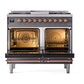 ILVE Nostalgie II 40-Inch Dual Fuel Range with 6 Sealed Burners + Griddle, 4.3 cu. ft. Oven, Graphite Matte with Copper Trim, Liquid Propane, Solid Door, UPD40FQNMPMGPLP