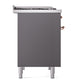 ILVE Nostalgie II 40-Inch Dual Fuel Range with 6 Sealed Burners + Griddle, 4.3 cu. ft. Oven, Graphite Matte with Copper Trim, Liquid Propane, Solid Door, UPD40FQNMPMGPLP