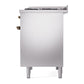 ILVE Nostalgie II 40-Inch Dual Fuel Range with 6 Sealed Burners + Griddle, 4.3 cu. ft. Oven, Stainless Steel with Burnished Trim, Liquid Propane, Solid Door, UPD40FQNMPSSBLP