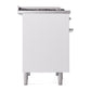 ILVE Nostalgie II 40-Inch Dual Fuel Range with 6 Sealed Burners + Griddle, 4.3 cu. ft. Oven, White with Chrome Trim, Natural Gas, Solid Door, UPD40FQNMPWHC