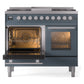 ILVE Professional Plus II 40-Inch Dual Fuel Range with 6 Sealed Burners + Griddle, 4.3 cu. ft. Oven, Blue Grey, Liquid Propane, Triple Glass Door, UPD40FWMPBGLP