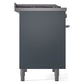ILVE Professional Plus II 40-Inch Dual Fuel Range with 6 Sealed Burners + Griddle, 4.3 cu. ft. Oven, Blue Grey, Liquid Propane, Triple Glass Door, UPD40FWMPBGLP