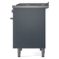 ILVE Professional Plus II 40-Inch Dual Fuel Range with 6 Sealed Burners + Griddle, 4.3 cu. ft. Oven, Blue Grey, Liquid Propane, Triple Glass Door, UPD40FWMPBGLP