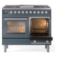 ILVE Professional Plus II 40-Inch Dual Fuel Range with 6 Sealed Burners + Griddle, 4.3 cu. ft. Oven, Blue Grey, Natural Gas, Triple Glass Door, UPD40FWMPBG