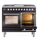 ILVE Professional Plus II 40-Inch Dual Fuel Range with 6 Sealed Burners + Griddle, 4.3 cu. ft. Oven, Glossy Black, Liquid Propane, Triple Glass Door, UPD40FWMPBKLP