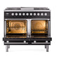 ILVE Professional Plus II 40-Inch Dual Fuel Range with 6 Sealed Burners + Griddle, 4.3 cu. ft. Oven, Glossy Black, Natural Gas, Triple Glass Door, UPD40FWMPBK