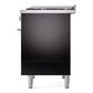ILVE Professional Plus II 40-Inch Dual Fuel Range with 6 Sealed Burners + Griddle, 4.3 cu. ft. Oven, Glossy Black, Natural Gas, Triple Glass Door, UPD40FWMPBK