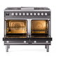 ILVE Professional Plus II 40-Inch Dual Fuel Range with 6 Sealed Burners + Griddle, 4.3 cu. ft. Oven, Graphite Matte, Liquid Propane, Triple Glass Door, UPD40FWMPMGLP
