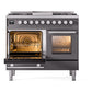 ILVE Professional Plus II 40-Inch Dual Fuel Range with 6 Sealed Burners + Griddle, 4.3 cu. ft. Oven, Graphite Matte, Liquid Propane, Triple Glass Door, UPD40FWMPMGLP