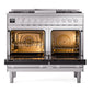 ILVE Professional Plus II 40-Inch Dual Fuel Range with 6 Sealed Burners + Griddle, 4.3 cu. ft. Oven, Stainless Steel, Liquid Propane, Triple Glass Door, UPD40FWMPSSLP