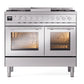ILVE Professional Plus II 40-Inch Dual Fuel Range with 6 Sealed Burners + Griddle, 4.3 cu. ft. Oven, Stainless Steel, Natural Gas, Triple Glass Door, UPD40FWMPSS