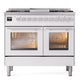 ILVE Professional Plus II 40-Inch Dual Fuel Range with 6 Sealed Burners + Griddle, 4.3 cu. ft. Oven, White, Liquid Propane, Triple Glass Door, UPD40FWMPWHLP