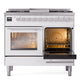 ILVE Professional Plus II 40-Inch Dual Fuel Range with 6 Sealed Burners + Griddle, 4.3 cu. ft. Oven, White, Liquid Propane, Triple Glass Door, UPD40FWMPWHLP