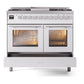 ILVE Professional Plus II 40-Inch Dual Fuel Range with 6 Sealed Burners + Griddle, 4.3 cu. ft. Oven, White, Liquid Propane, Triple Glass Door, UPD40FWMPWHLP