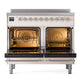 ILVE Nostalgie II 40-Inch Induction Range with 6 Induction Elements, 4.3 cu. ft. Oven, Antique White with Chrome Trim, Triple Glass Door, UPDI406NMPAWC