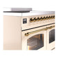 ILVE Nostalgie II 40-Inch Induction Range with 6 Induction Elements, 4.3 cu. ft. Oven, Antique White with Brass Trim, Triple Glass Door, UPDI406NMPAWG