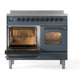 ILVE Nostalgie II 40-Inch Induction Range with 6 Induction Elements, 4.3 cu. ft. Oven, Blue Grey with Burnished Trim, Triple Glass Door, UPDI406NMPBGB