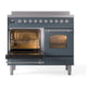 ILVE Nostalgie II 40-Inch Induction Range with 6 Induction Elements, 4.3 cu. ft. Oven, Blue Grey with Chrome Trim, Triple Glass Door, UPDI406NMPBGC