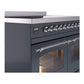 ILVE Nostalgie II 40-Inch Induction Range with 6 Induction Elements, 4.3 cu. ft. Oven, Blue Grey with Chrome Trim, Triple Glass Door, UPDI406NMPBGC