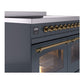 ILVE Nostalgie II 40-Inch Induction Range with 6 Induction Elements, 4.3 cu. ft. Oven, Blue Grey with Brass Trim, Triple Glass Door, UPDI406NMPBGG
