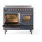 ILVE Nostalgie II 40-Inch Induction Range with 6 Induction Elements, 4.3 cu. ft. Oven, Blue Grey with Copper Trim, Triple Glass Door, UPDI406NMPBGP