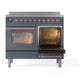 ILVE Nostalgie II 40-Inch Induction Range with 6 Induction Elements, 4.3 cu. ft. Oven, Blue Grey with Copper Trim, Triple Glass Door, UPDI406NMPBGP