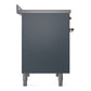 ILVE Nostalgie II 40-Inch Induction Range with 6 Induction Elements, 4.3 cu. ft. Oven, Blue Grey with Copper Trim, Triple Glass Door, UPDI406NMPBGP