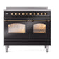 ILVE Nostalgie II 40-Inch Induction Range with 6 Induction Elements, 4.3 cu. ft. Oven, Glossy Black with Burnished Trim, Triple Glass Door, UPDI406NMPBKB