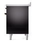 ILVE Nostalgie II 40-Inch Induction Range with 6 Induction Elements, 4.3 cu. ft. Oven, Glossy Black with Burnished Trim, Triple Glass Door, UPDI406NMPBKB