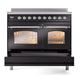 ILVE Nostalgie II 40-Inch Induction Range with 6 Induction Elements, 4.3 cu. ft. Oven, Glossy Black with Chrome Trim, Triple Glass Door, UPDI406NMPBKC