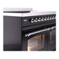 ILVE Nostalgie II 40-Inch Induction Range with 6 Induction Elements, 4.3 cu. ft. Oven, Glossy Black with Chrome Trim, Triple Glass Door, UPDI406NMPBKC