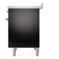 ILVE Nostalgie II 40-Inch Induction Range with 6 Induction Elements, 4.3 cu. ft. Oven, Glossy Black with Chrome Trim, Triple Glass Door, UPDI406NMPBKC