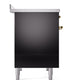 ILVE Nostalgie II 40-Inch Induction Range with 6 Induction Elements, 4.3 cu. ft. Oven, Glossy Black with Brass Trim, Triple Glass Door, UPDI406NMPBKG