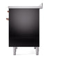 ILVE Nostalgie II 40-Inch Induction Range with 6 Induction Elements, 4.3 cu. ft. Oven, Glossy Black with Copper Trim, Triple Glass Door, UPDI406NMPBKP