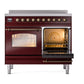ILVE Nostalgie II 40-Inch Induction Range with 6 Induction Elements, 4.3 cu. ft. Oven, Burgundy with Burnished Trim, Triple Glass Door, UPDI406NMPBUB