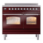 ILVE Nostalgie II 40-Inch Induction Range with 6 Induction Elements, 4.3 cu. ft. Oven, Burgundy with Chrome Trim, Triple Glass Door, UPDI406NMPBUC