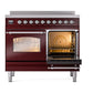 ILVE Nostalgie II 40-Inch Induction Range with 6 Induction Elements, 4.3 cu. ft. Oven, Burgundy with Chrome Trim, Triple Glass Door, UPDI406NMPBUC