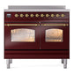 ILVE Nostalgie II 40-Inch Induction Range with 6 Induction Elements, 4.3 cu. ft. Oven, Burgundy with Brass Trim, Triple Glass Door, UPDI406NMPBUG