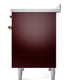 ILVE Nostalgie II 40-Inch Induction Range with 6 Induction Elements, 4.3 cu. ft. Oven, Burgundy with Brass Trim, Triple Glass Door, UPDI406NMPBUG