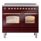 ILVE Nostalgie II 40-Inch Induction Range with 6 Induction Elements, 4.3 cu. ft. Oven, Burgundy with Copper Trim, Triple Glass Door, UPDI406NMPBUP