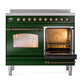 ILVE Nostalgie II 40-Inch Induction Range with 6 Induction Elements, 4.3 cu. ft. Oven, Emerald Green with Burnished Trim, Triple Glass Door, UPDI406NMPEGB