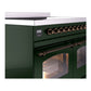 ILVE Nostalgie II 40-Inch Induction Range with 6 Induction Elements, 4.3 cu. ft. Oven, Emerald Green with Burnished Trim, Triple Glass Door, UPDI406NMPEGB