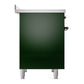 ILVE Nostalgie II 40-Inch Induction Range with 6 Induction Elements, 4.3 cu. ft. Oven, Emerald Green with Burnished Trim, Triple Glass Door, UPDI406NMPEGB