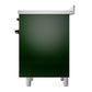 ILVE Nostalgie II 40-Inch Induction Range with 6 Induction Elements, 4.3 cu. ft. Oven, Emerald Green with Burnished Trim, Triple Glass Door, UPDI406NMPEGB