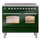 ILVE Nostalgie II 40-Inch Induction Range with 6 Induction Elements, 4.3 cu. ft. Oven, Emerald Green with Chrome Trim, Triple Glass Door, UPDI406NMPEGC